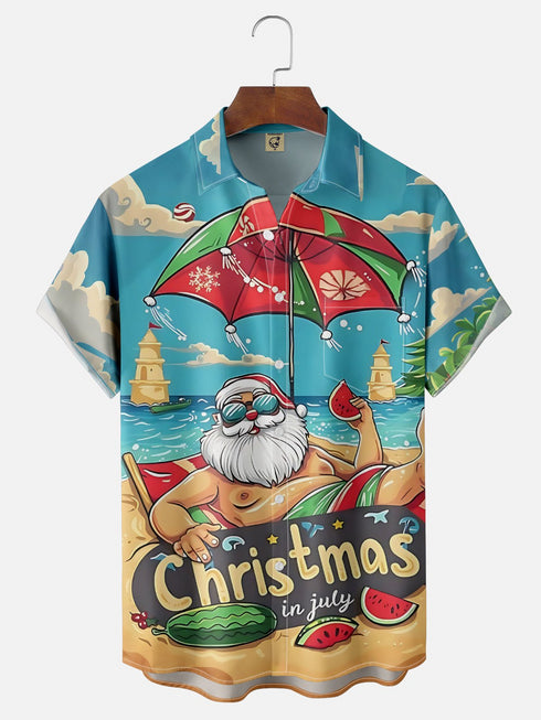 Men's Christmas Funny Graphic Short Sleeve Hawaiian Shirt